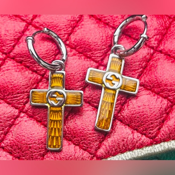 Gucci Jewelry - Gorgeous Gucci Patterned GG Cross Hoop dangle earrings